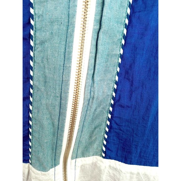 Vintage Jacket Active Frontier Hood 80s Blue Shoulder Pad Zip Denim Women Large - Picture 6 of 7